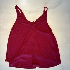 Free People Ribbed Scoop Neck Tank in Berry